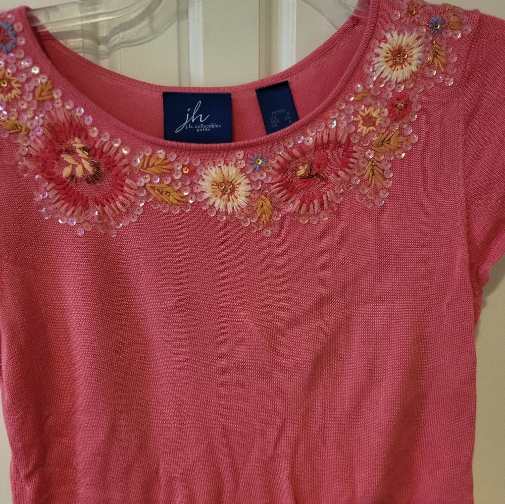 J H Collectables Petite Women's Sequin Embellished & Embriodered Size Sm…